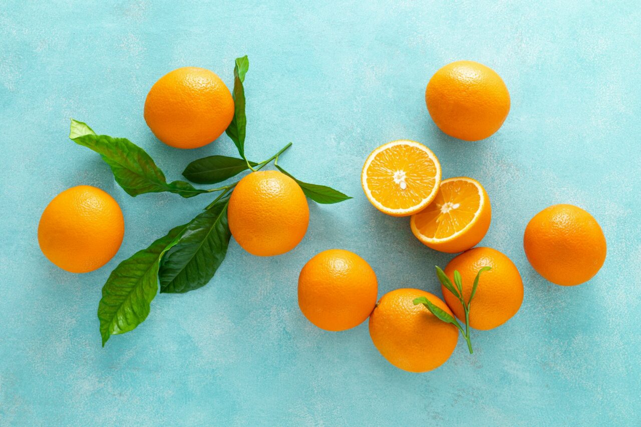 Oranges, fresh fruits, vitamin C concept